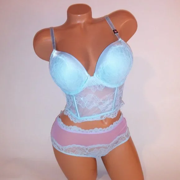 Victoria Secret Bra Set 36C Bombshell Push Up Medium Cheeky Panty Light …